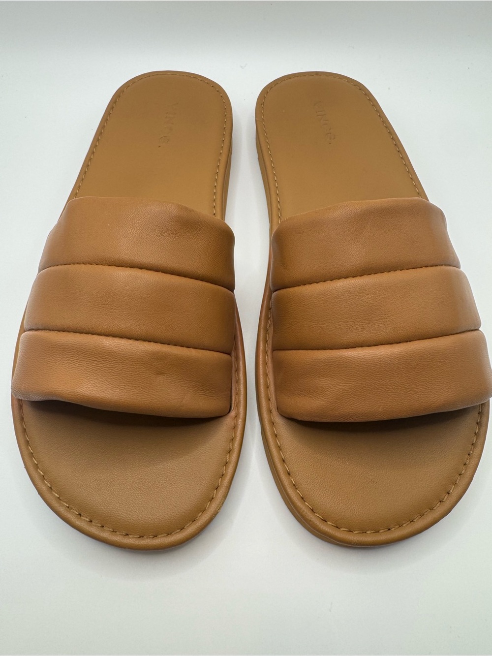 Vince Olina Tan Soft Leather Slides Sandals 9